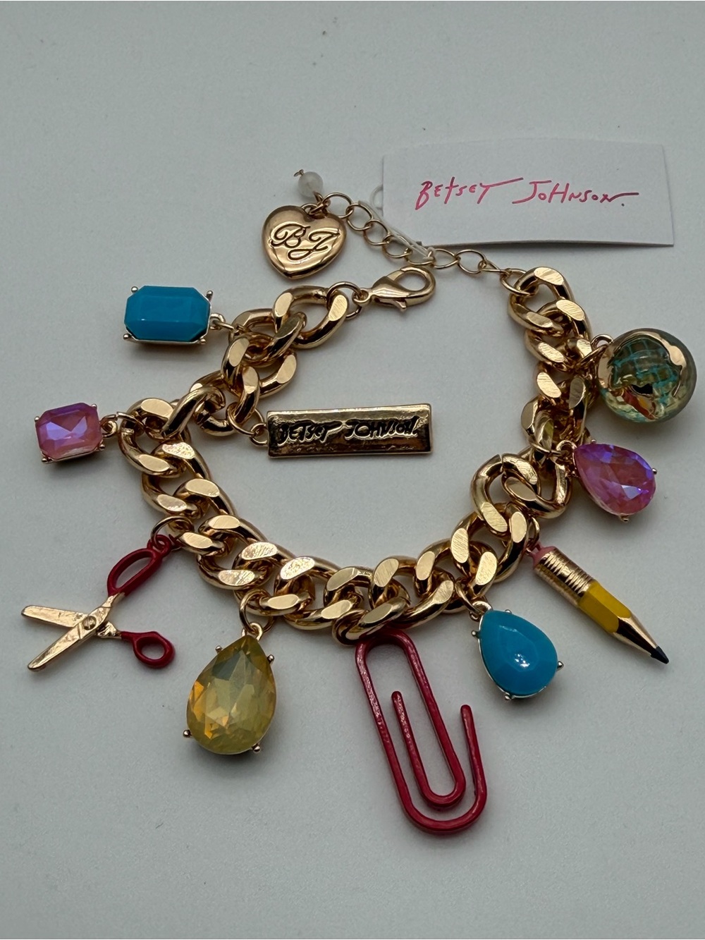 Betsey Johnson Gold-Tone Multicolor Charm Bracelet